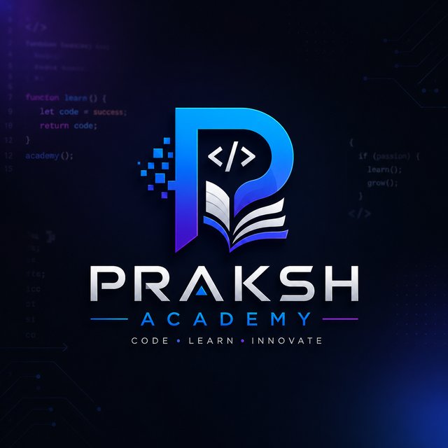 Praksh Academy logo: Code, Learn, Innovate